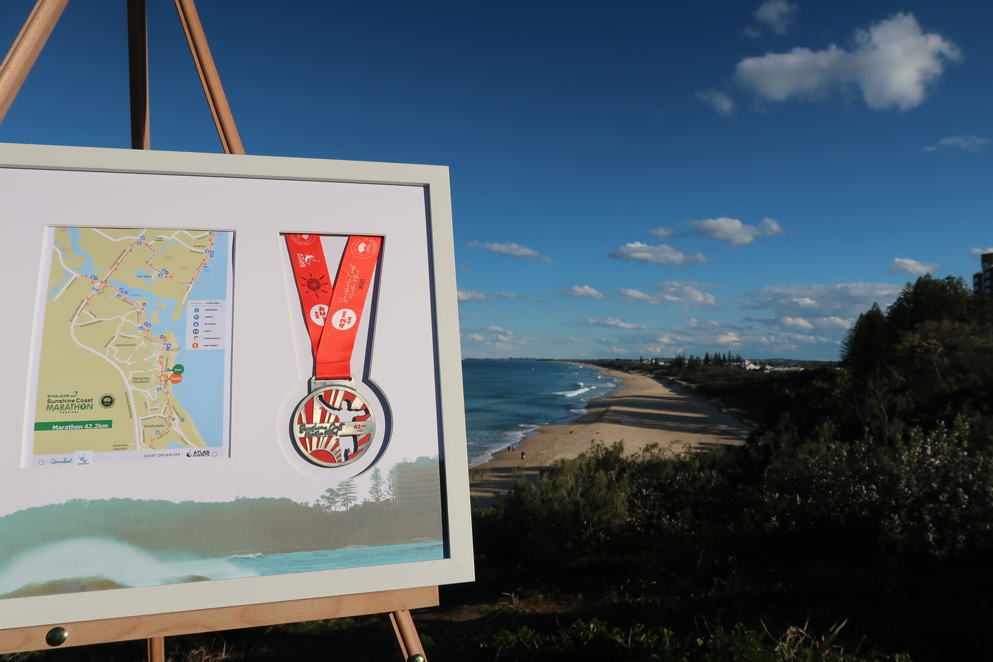 Sunshine Coast Medal, Race Map & Bib Display Frame - Official