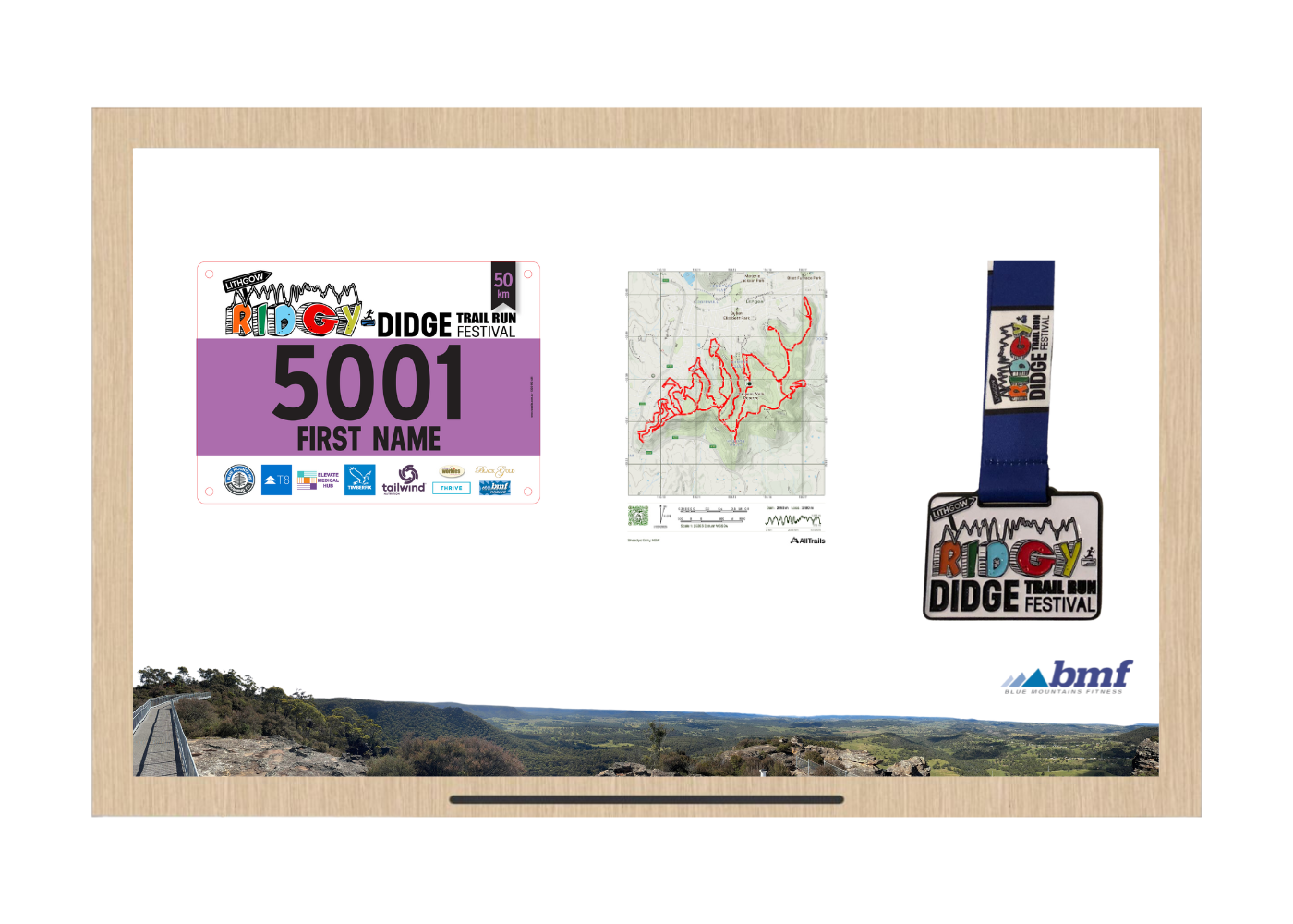 Official Ridgy Didge Trail Run Medal Display Frame