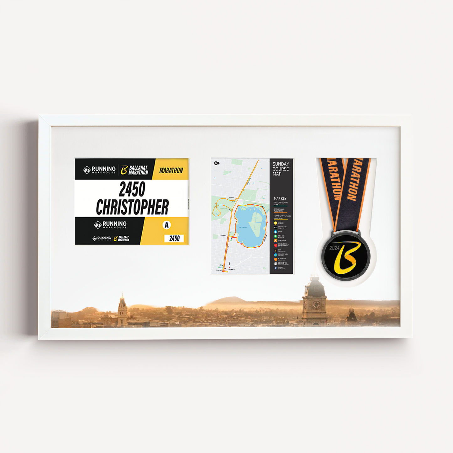 Ballarat Medal, Race Map & Bib Display Frame - Official