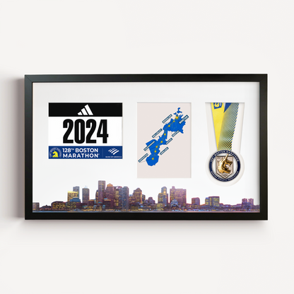 Boston Medal, Race Map & Bib Display Frame - Official