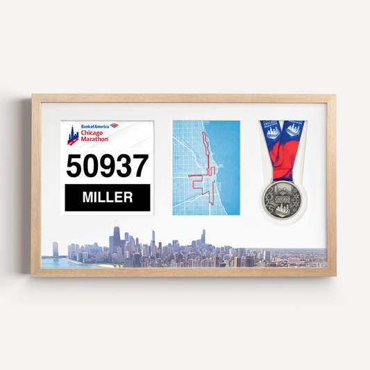 Chicago Medal, Race Map & Bib Display Frame - Official