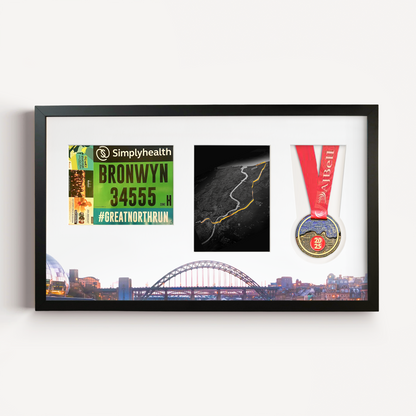 Great North Run Medal, Race Map & Bib Display Frame - Official