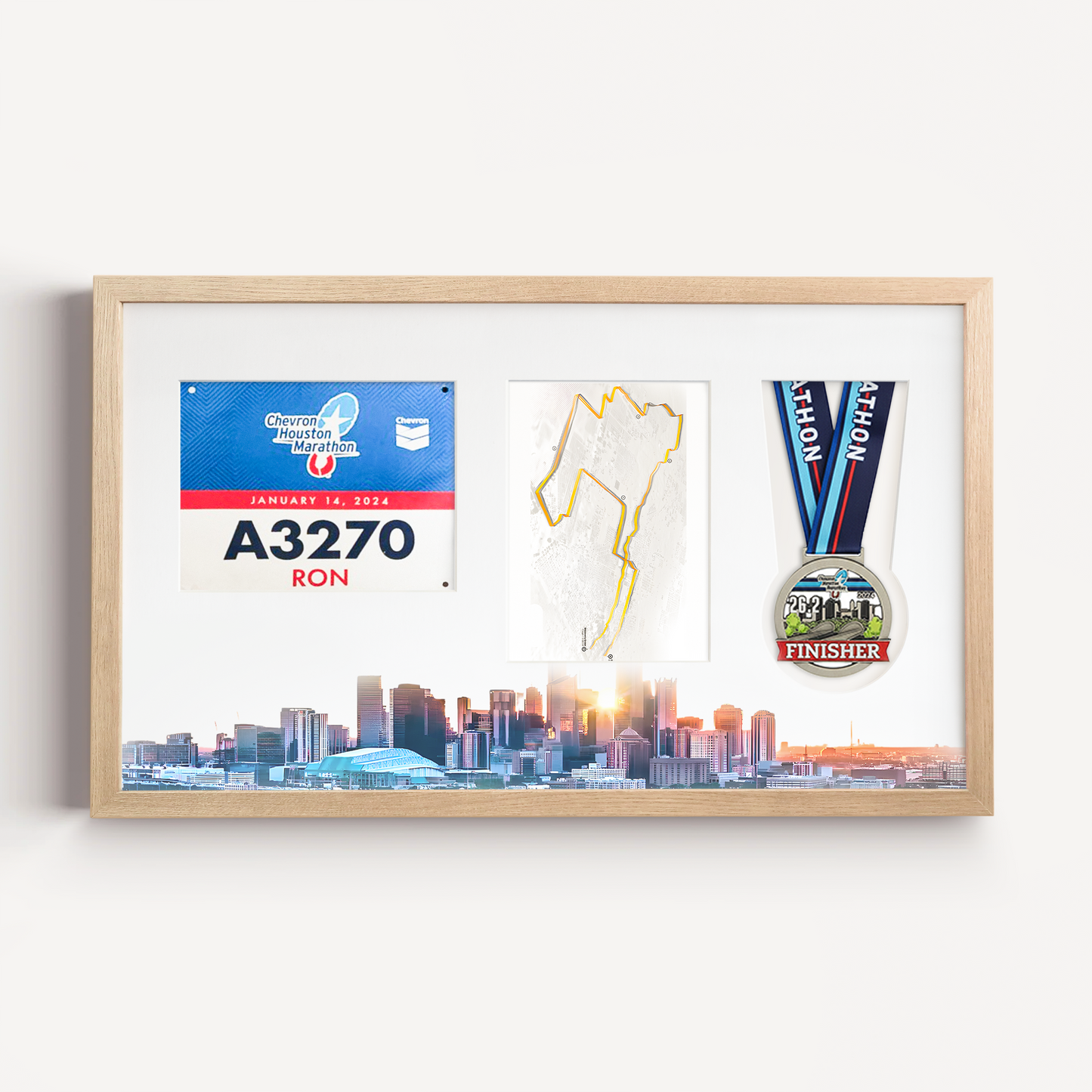 Houston Medal, Race Map & Bib Display Frame - Official