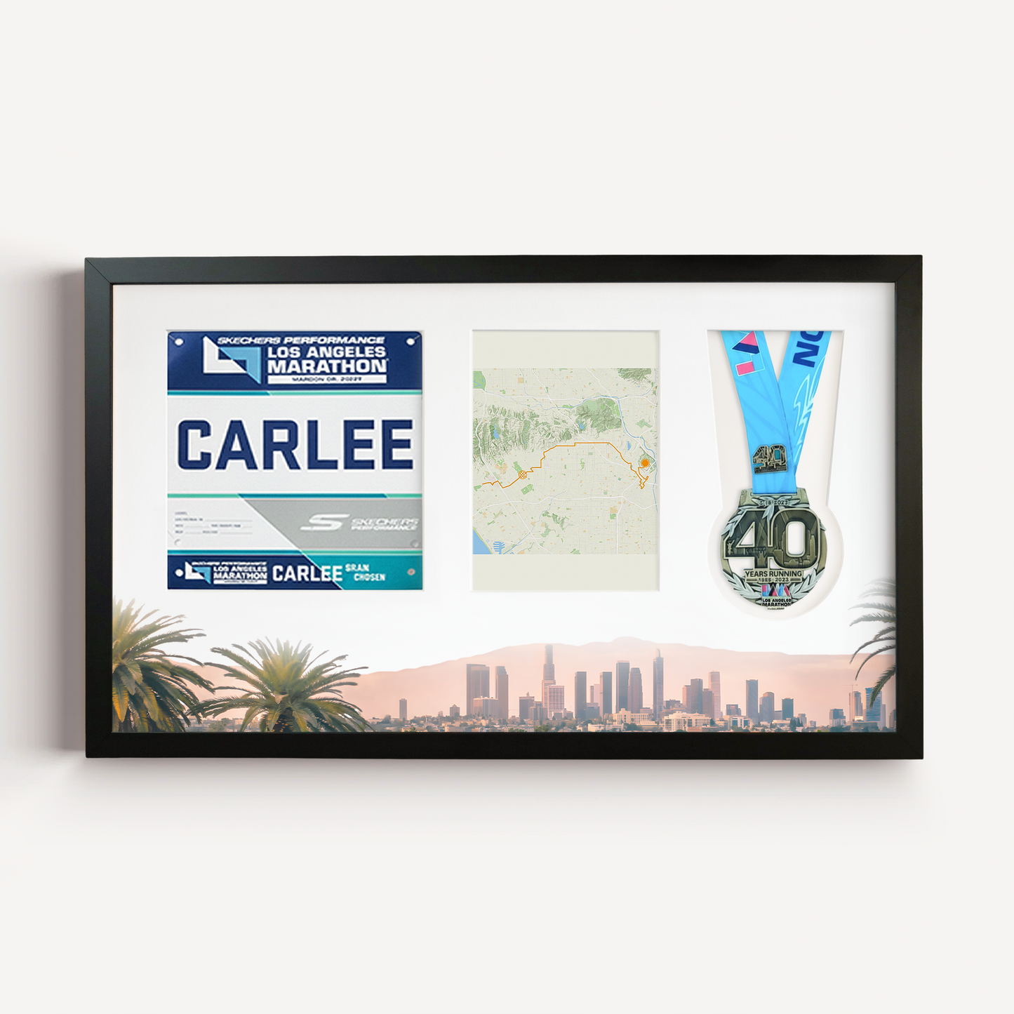 Los Angeles Medal, Race Map & Bib Display Frame - Official