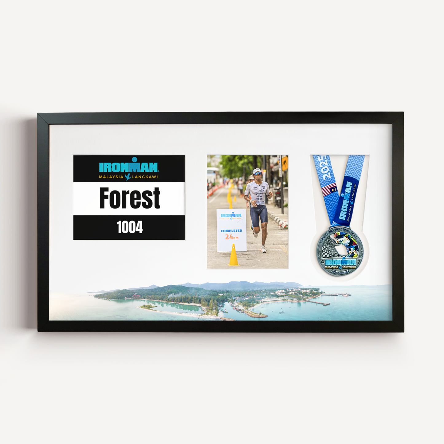 Langkawi Malaysia Medal, Photo and Bib Display Frame - Official