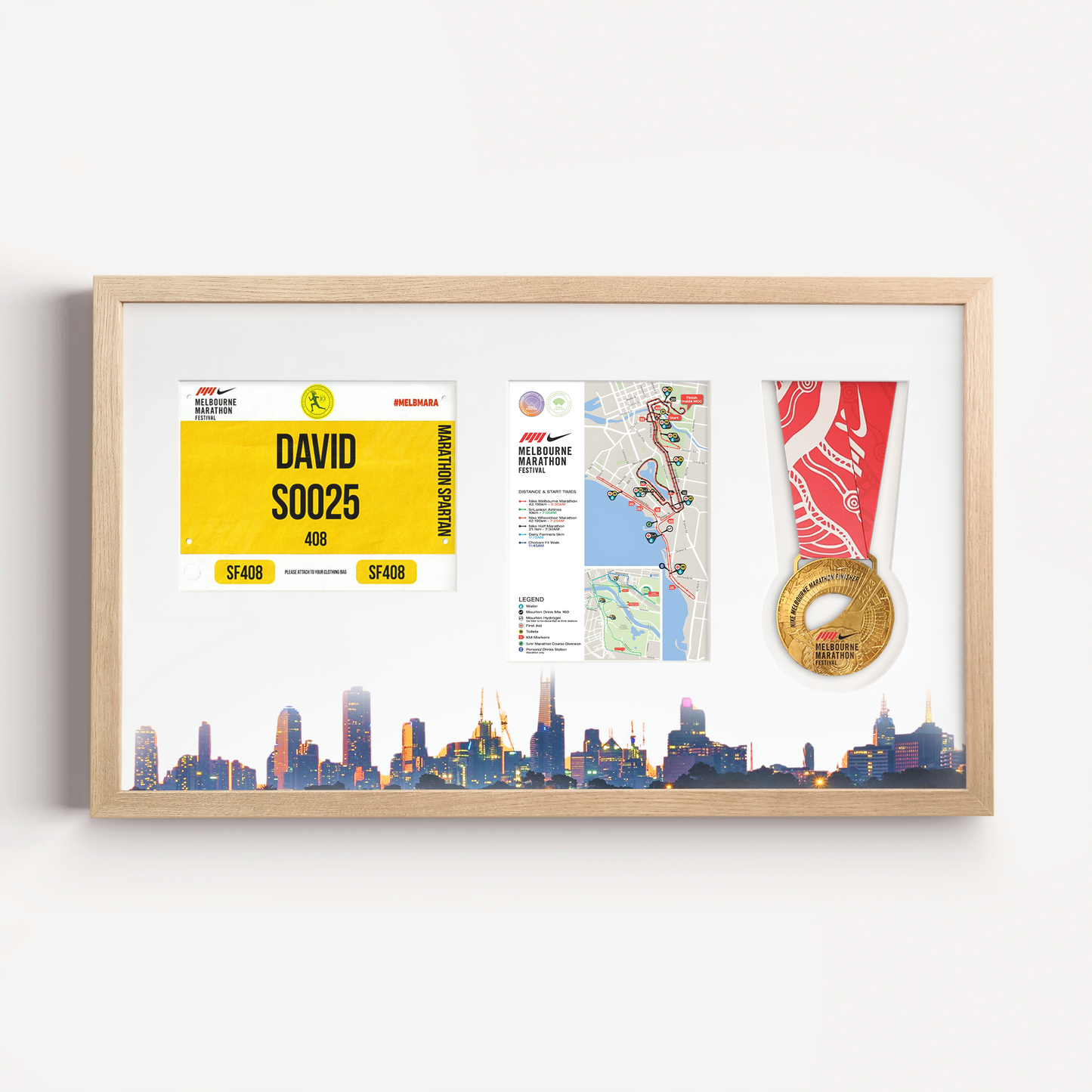 Melbourne Medal, Race Map & Bib Display Frame - Official