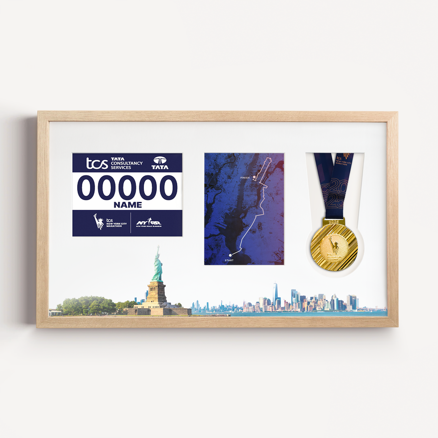 New York City Medal, Race Map & Bib Display Frame - Official