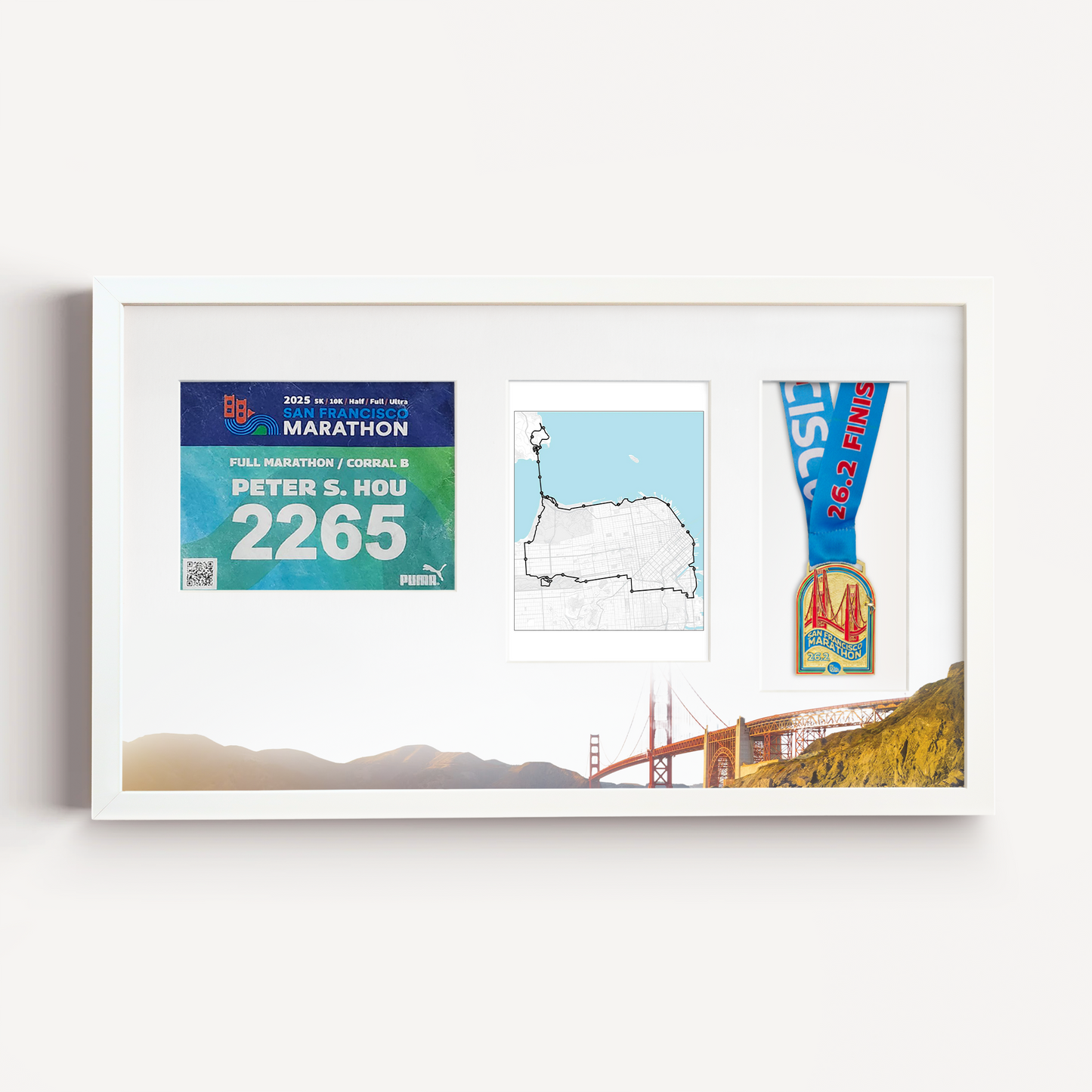 San Francisco Medal, Race Map & Bib Display Frame - Official