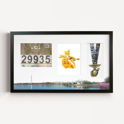 Washington DC Medal, Race Map & Bib Display Frame - Official